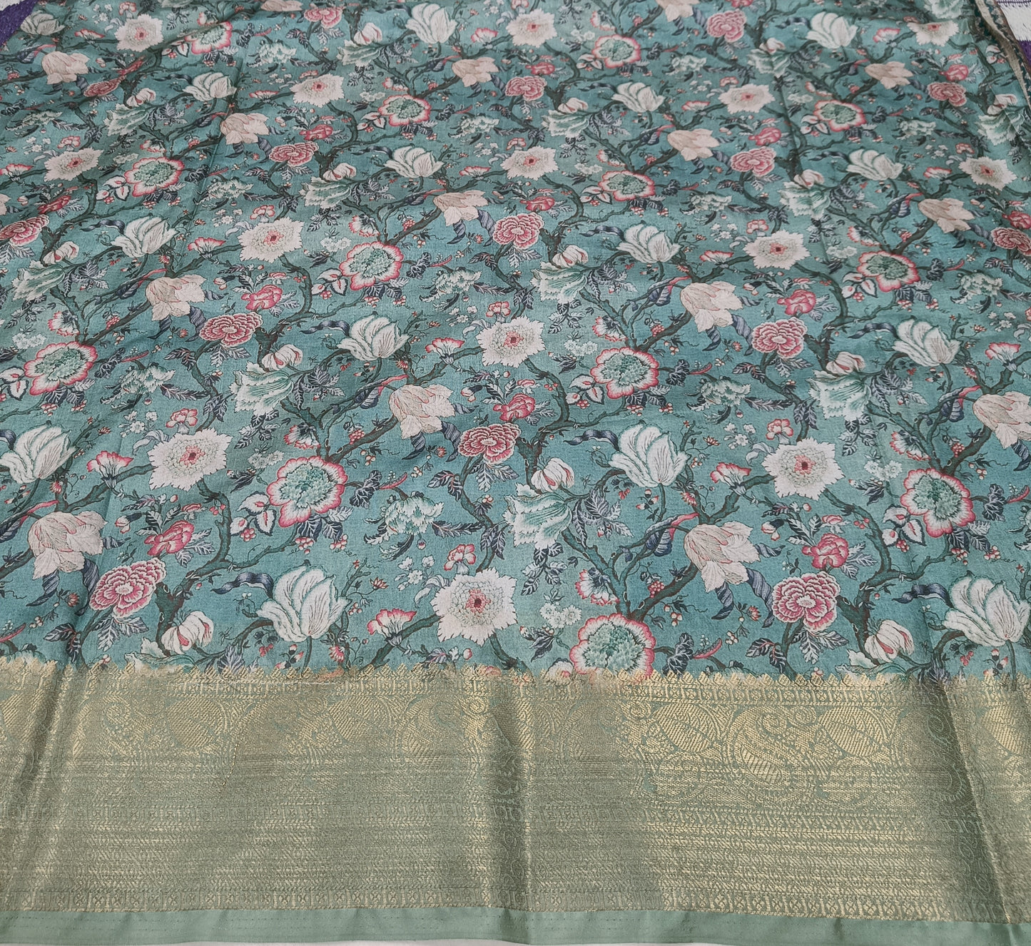 Floral Semi Tusser Silk Saree