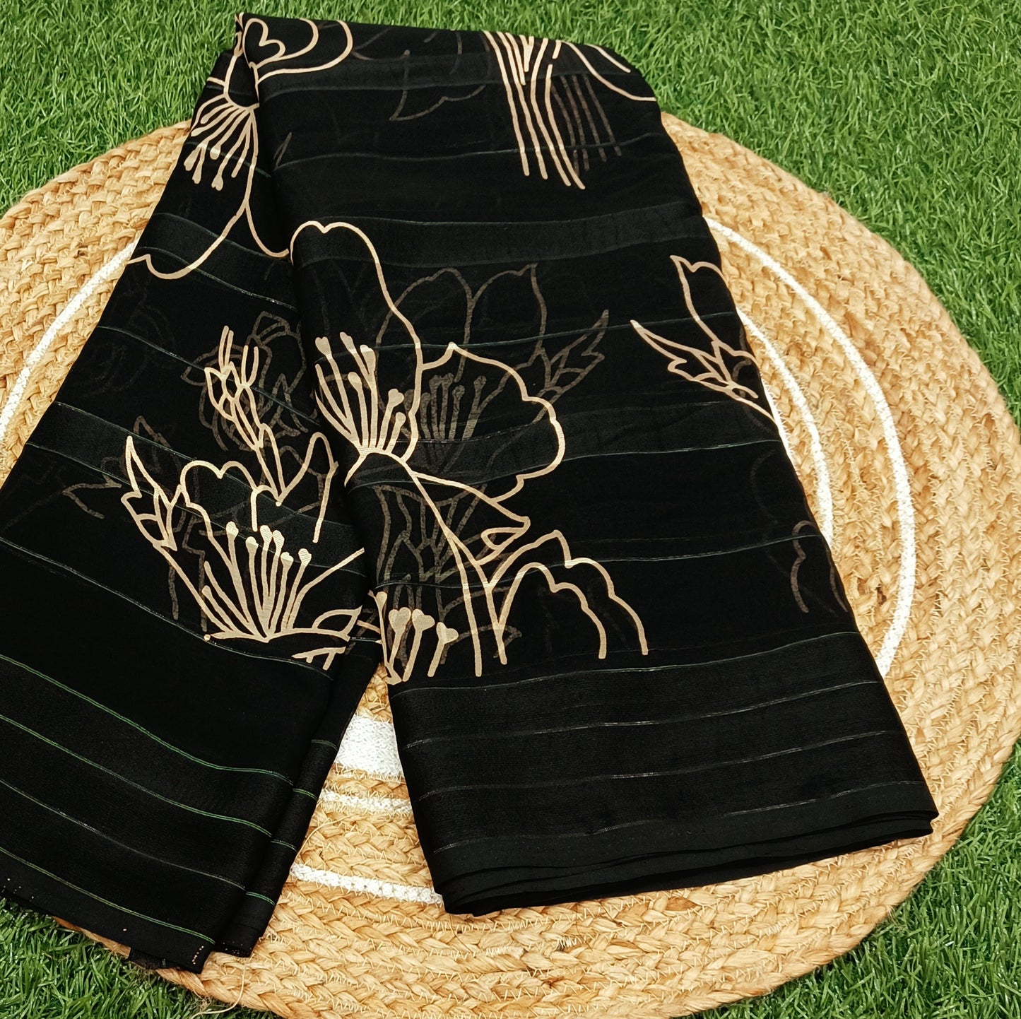 Black Floral Georgette Saree