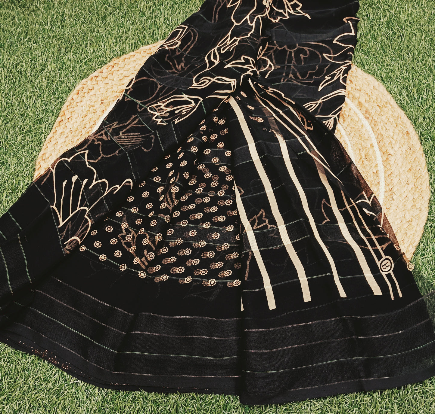 Black Floral Georgette Saree
