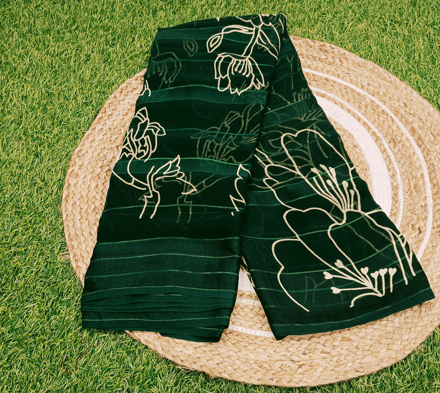 Green Floral Georgette Saree