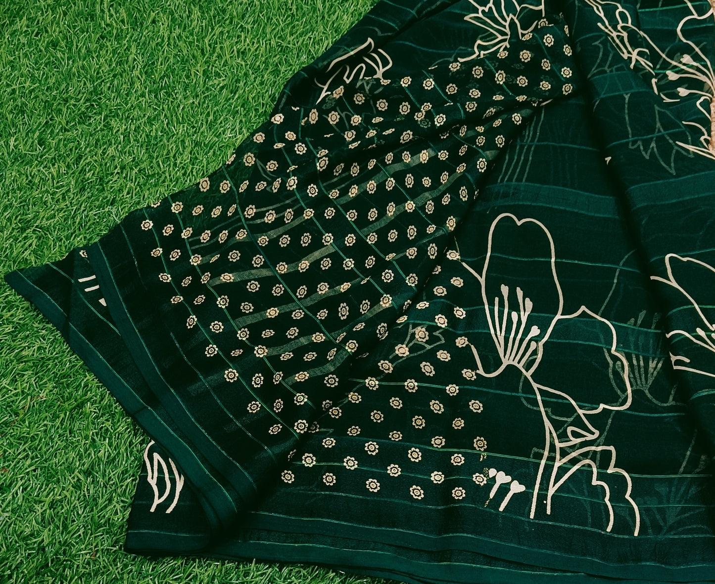 Green Floral Georgette Saree
