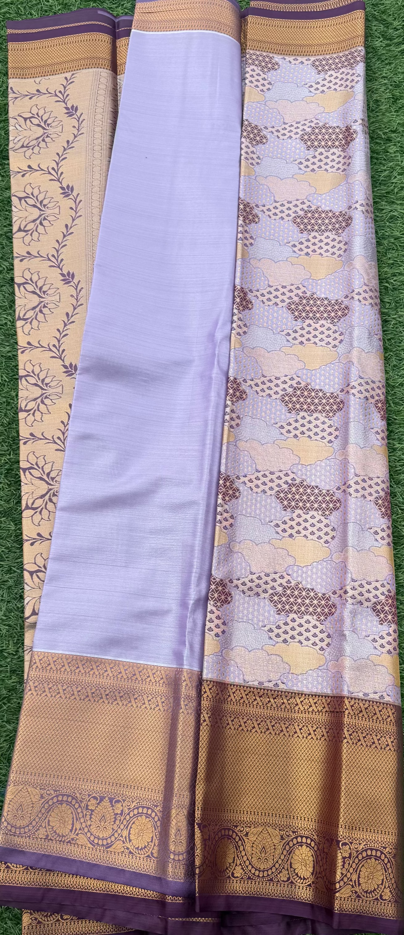 Lavender and Blue Semi Kanchi Silk Saree
