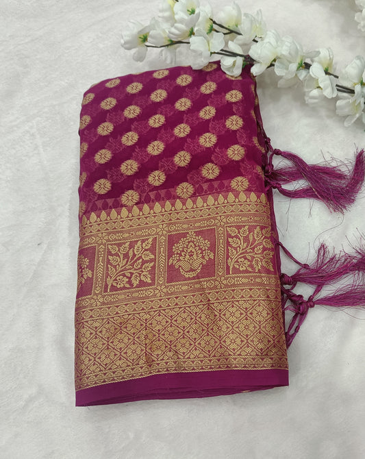 Purple Semi Georgette Silk Saree