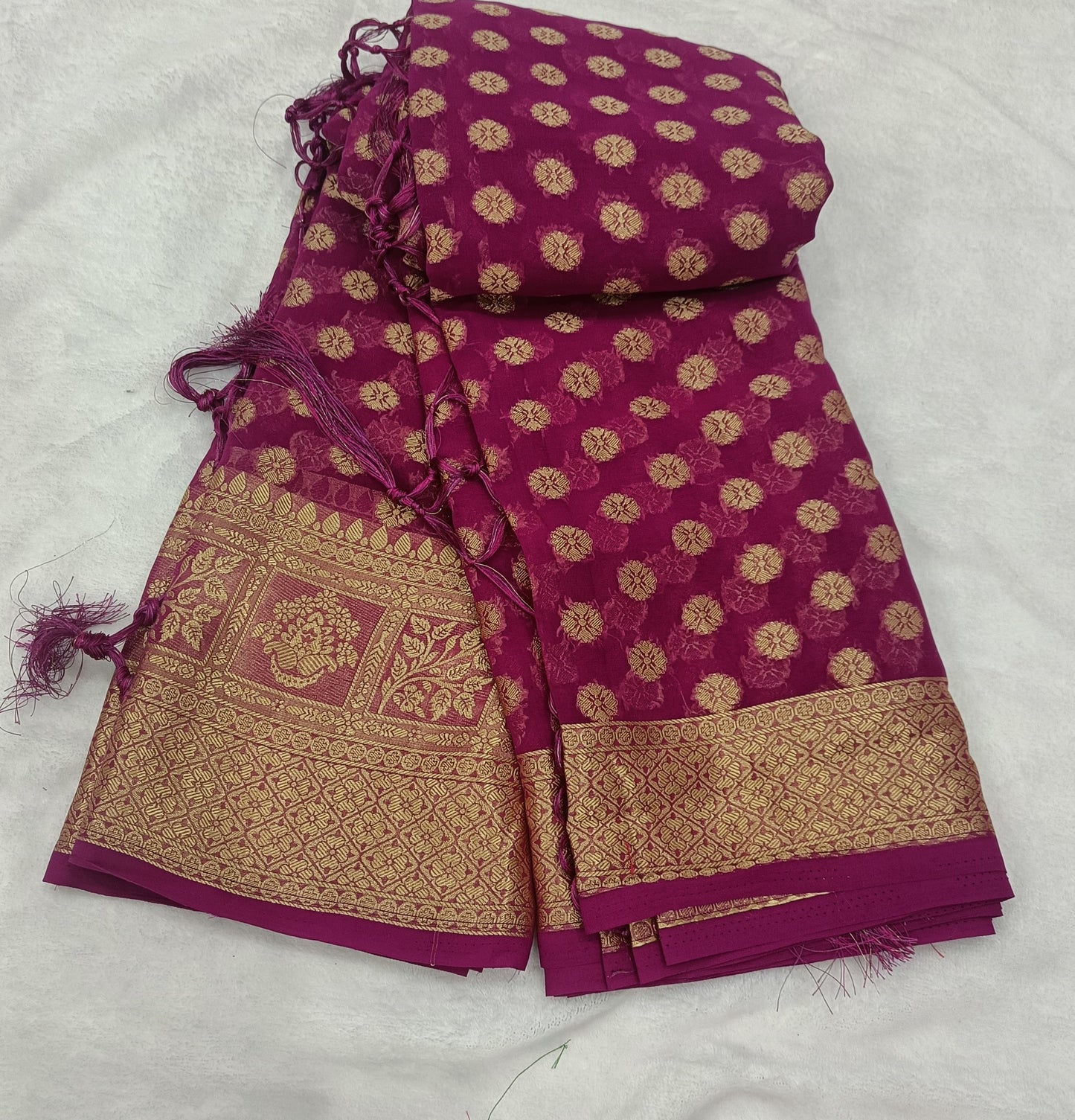 Purple Semi Georgette Silk Saree
