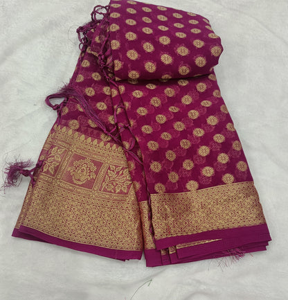 Purple Semi Georgette Silk Saree