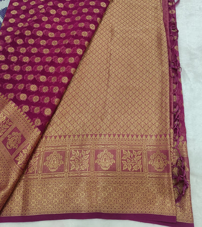 Purple Semi Georgette Silk Saree