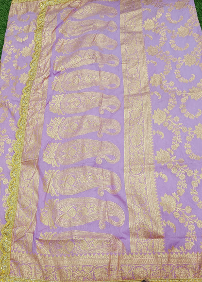 Lavender Floral Cutwork Khadi Saree-01