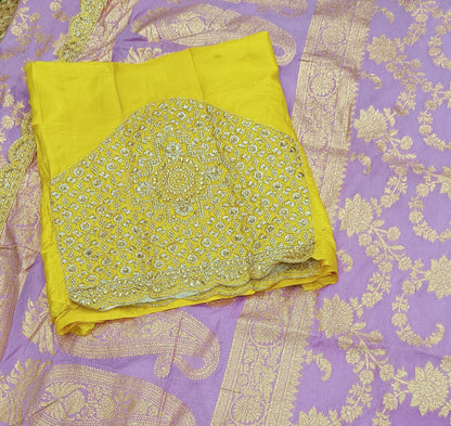 Lavender Floral Cutwork Khadi Saree-01
