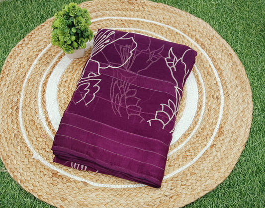Purple Floral Georgette Saree