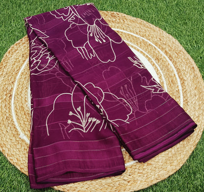 Purple Floral Georgette Saree