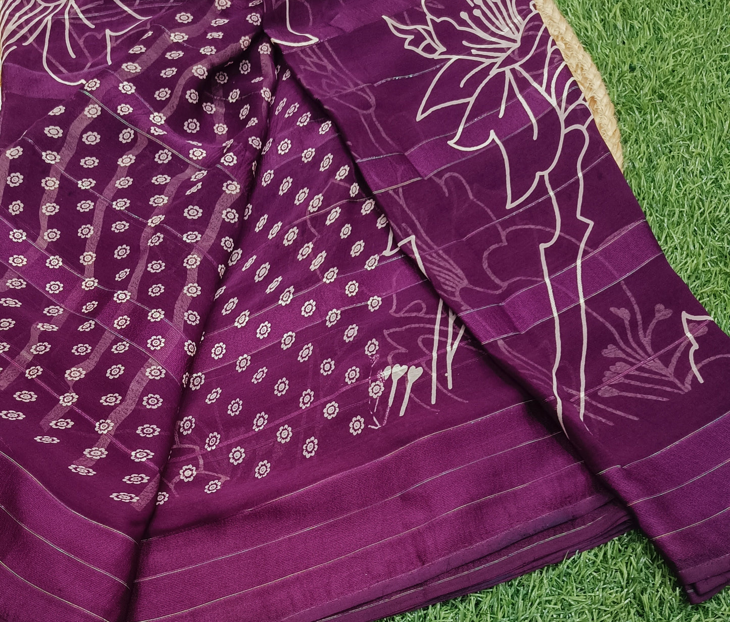 Purple Floral Georgette Saree