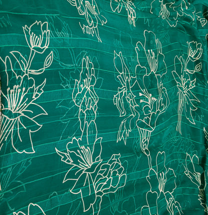Rama Green Floral Georgette Saree