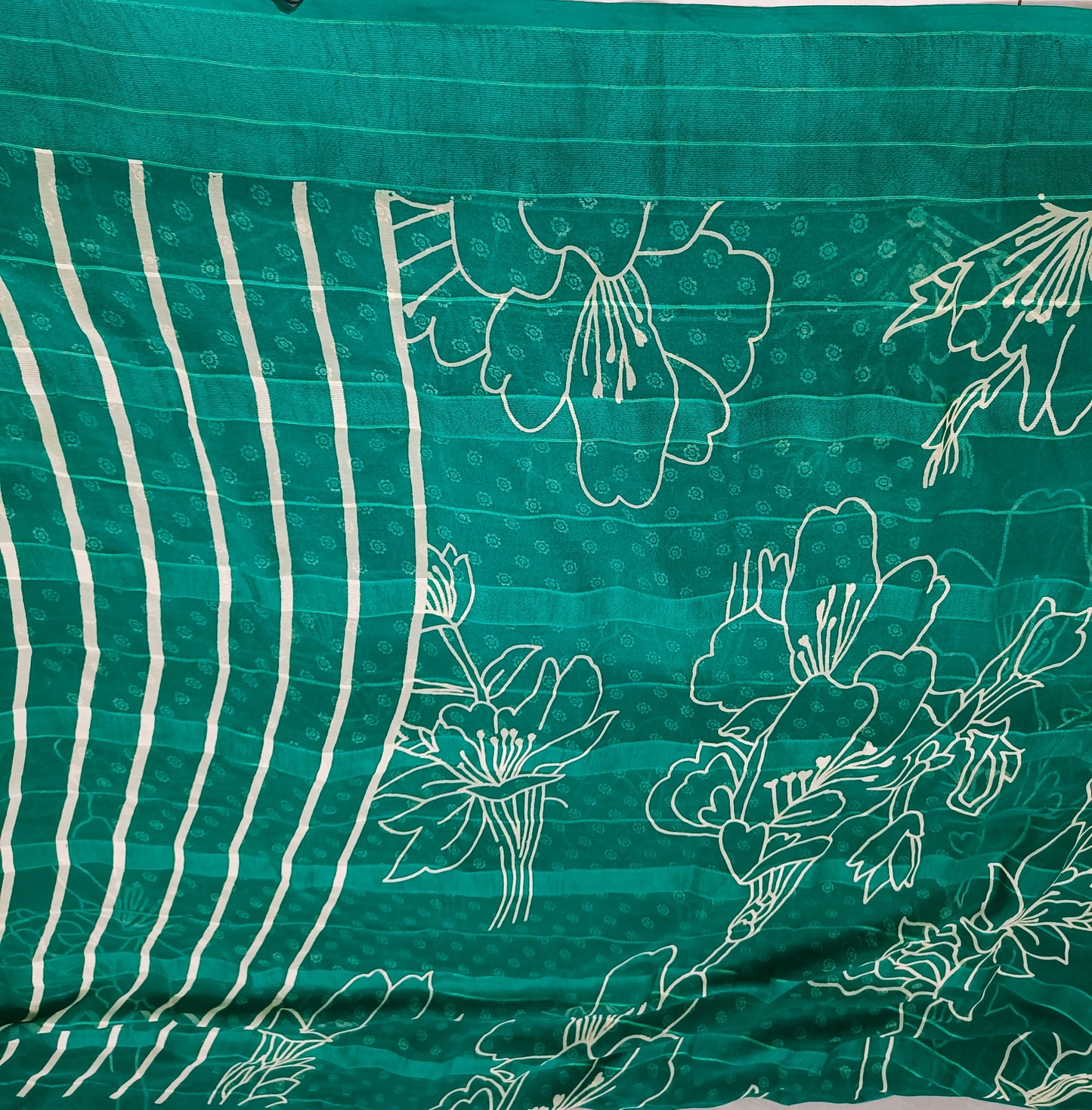 Rama Green Floral Georgette Saree