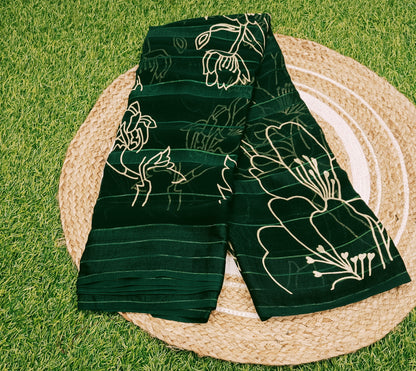 Green Floral Georgette Saree