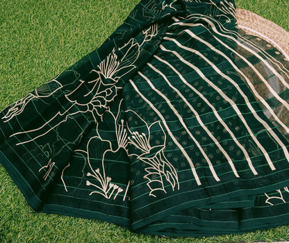 Green Floral Georgette Saree