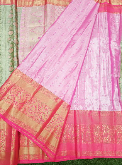 Green & Pink Semi Kanchi Silk Saree