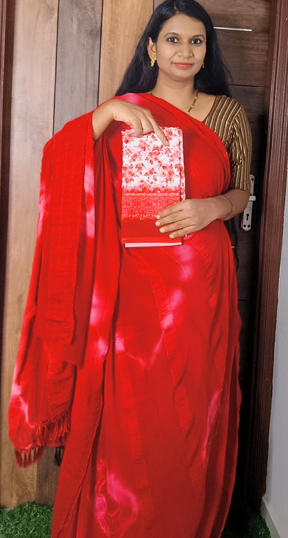 Red Shibori Georgette Saree