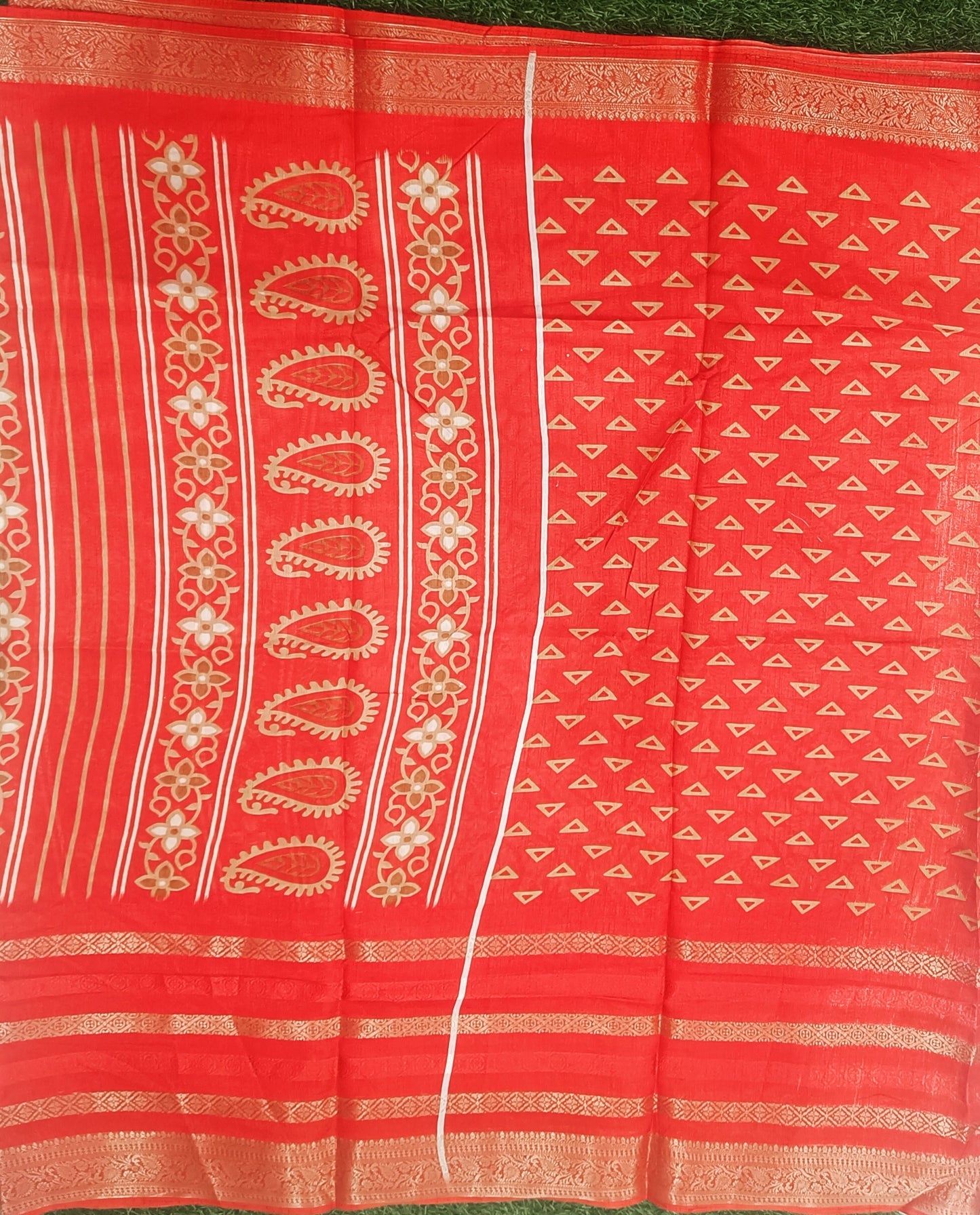 Red Floral Cotton Silk Saree