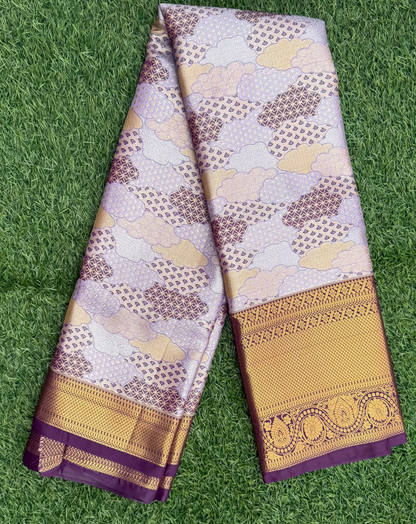 Lavender and Blue Semi Kanchi Silk Saree
