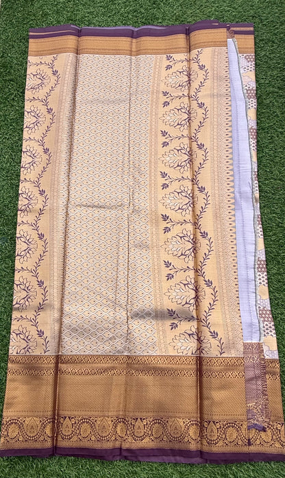 Lavender and Blue Semi Kanchi Silk Saree