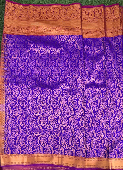 Blue and Purple Semi Kanchi Silk Saree
