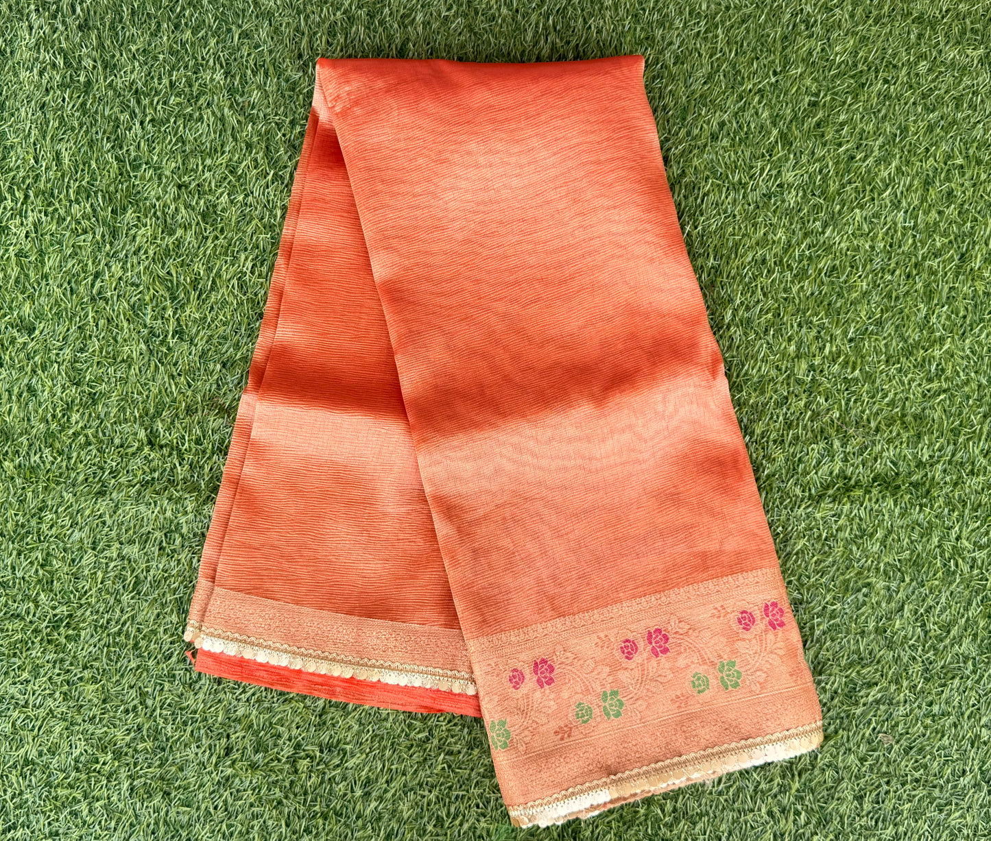 Red Tissue Meenakari Kanchi Silk Saree